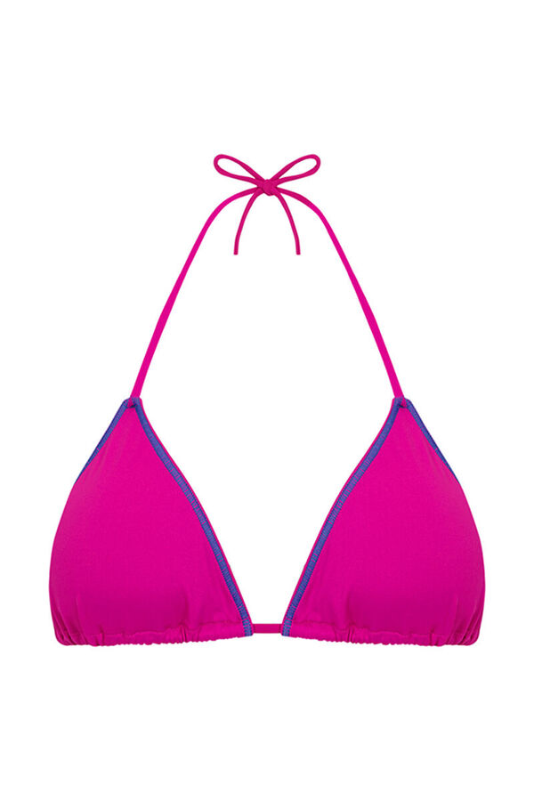 HI&BYE Top de bikini triangular con cortina rosa fucsia