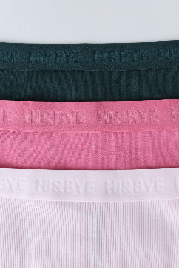 HI&BYE Pack de 3 panties cl&aacute;sica en color rosa, verde y fucsia rosa
