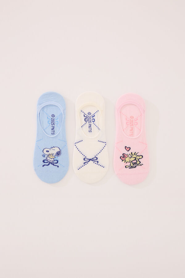 Womensecret Pack de 3 calcetines invisibles Snoopy estampado