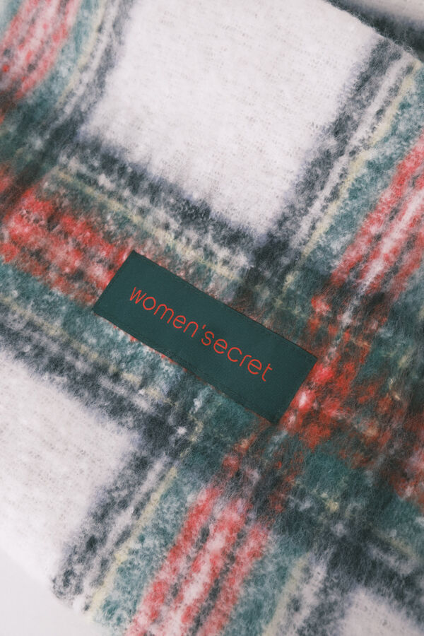 Women'secret Pa&ntilde;uelo de mohair a cuadros estampado