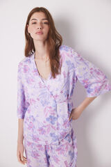 Womensecret Conjunto pijama 3 piezas lila rosa