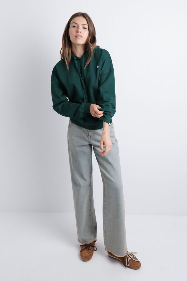 HI&BYE Sudadera con capucha de felpa verde verde