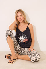 Womensecret Pijama con estampado animal de Mickey Mouse negro