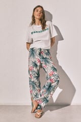 Women'secret Pantal&oacute;n largo estampado verde verde
