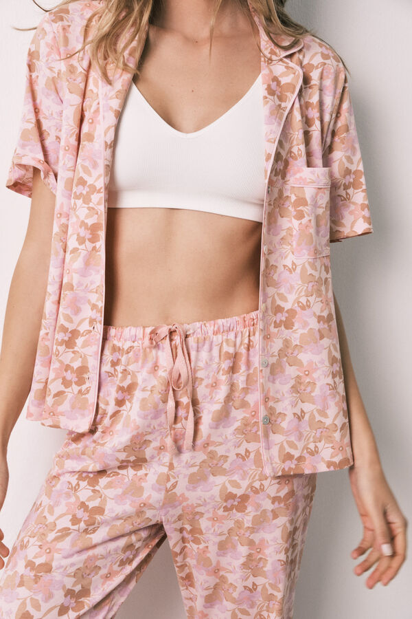 Women'secret Pijama larga camisera de algod&oacute;n naranja naranja