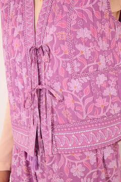 Womensecret Chaleco acolchado morado con estampado floral estampado