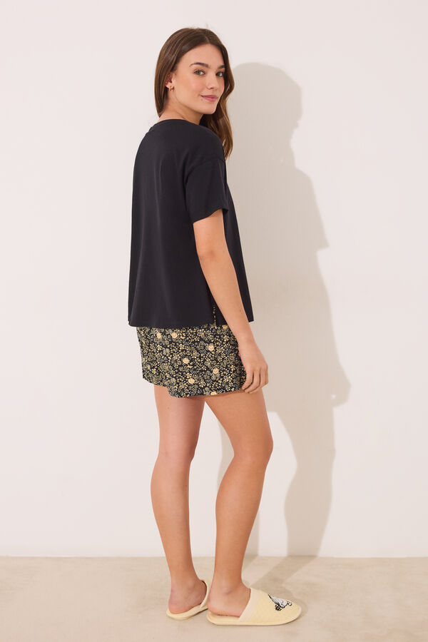 Womensecret Pijama corta de algodón Little Miss Mr. Men  negro