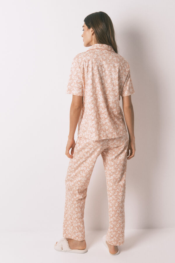 Women'secret Pijama camisera 100% algodón con flores naranjas naranja