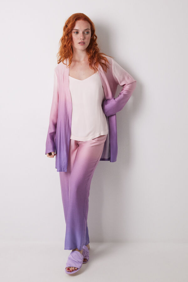 Womensecret Set pijama larga satén degradado estampado