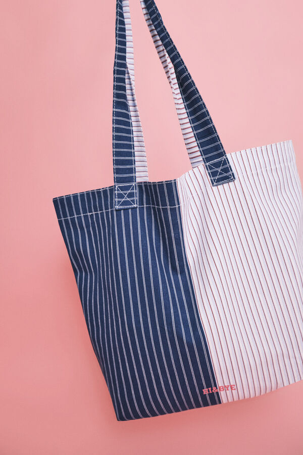 HI&BYE Bolsa tote estampado de rayas azul azul
