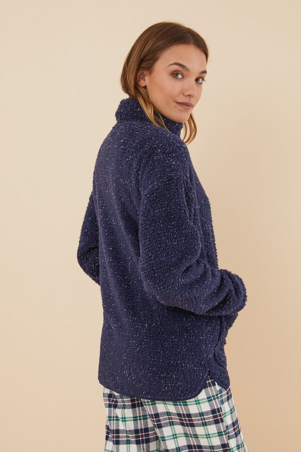Womensecret Chaqueta pelo lúrex azul azul