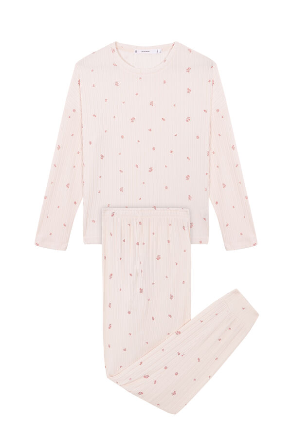Women'secret Pijama largo de viscosa con estampado floral rosa rosa