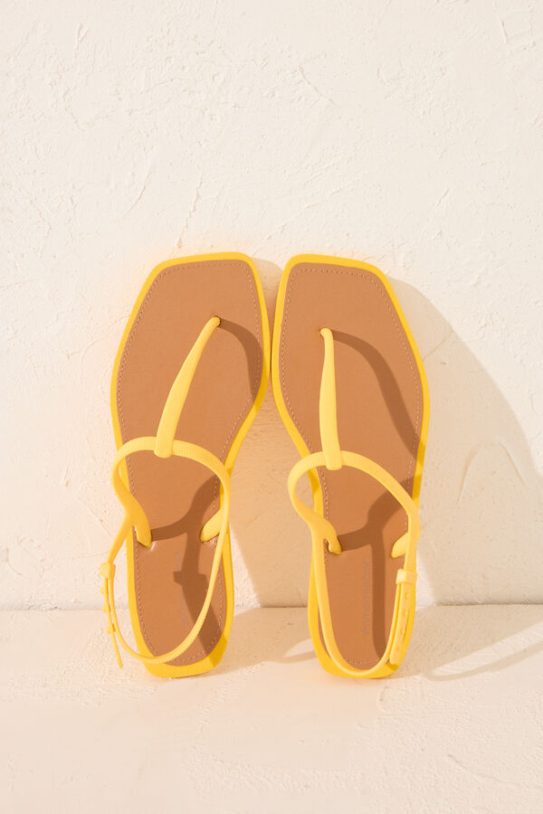 Womensecret Chanclas entrelazadas con puntera cuadrada amarillo