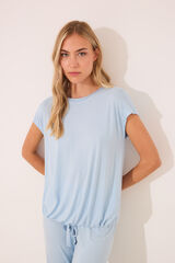 Womensecret Pijama Capri de viscosa con brillos azul azul