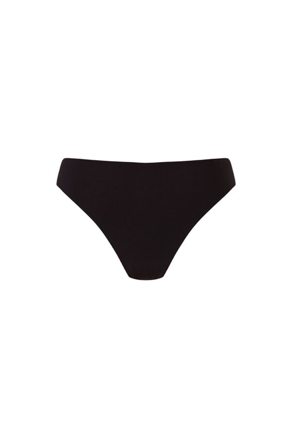 Women'secret Tanga microfibra acanalado negro negro