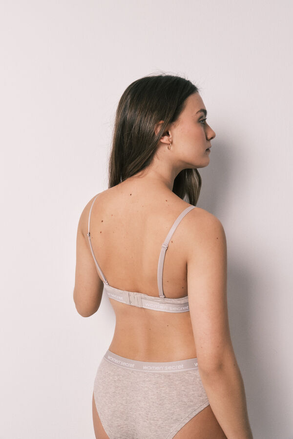 Women'secret Brasier cl&aacute;sico acanalado de algod&oacute;n marr&oacute;n BEAUTIFUL nude