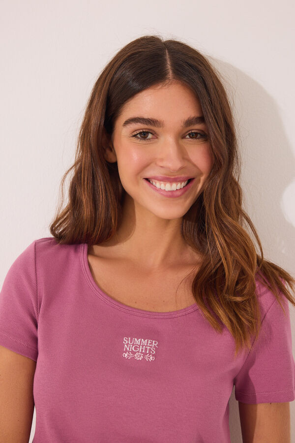 Womensecret Pijama de manga manga corta de algodón rosa rosa