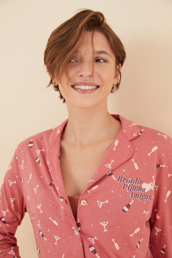 Womensecret Pijama camisera 100% algodón La Vecina Rubia rosa