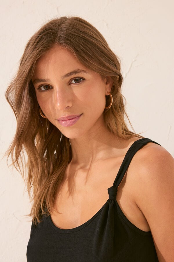 Womensecret Playera de tirantes de viscosa negra negro