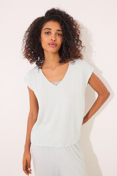 Womensecret Pijama capri de viscosa a rayas verde
