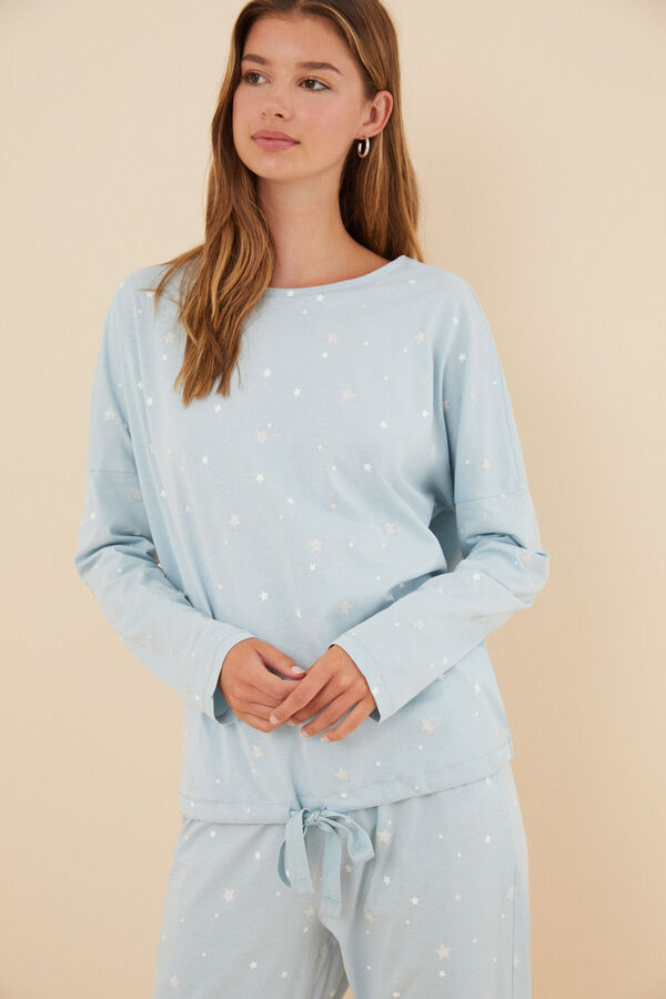 Womensecret Pijama 100% algodón estrellitas azul azul