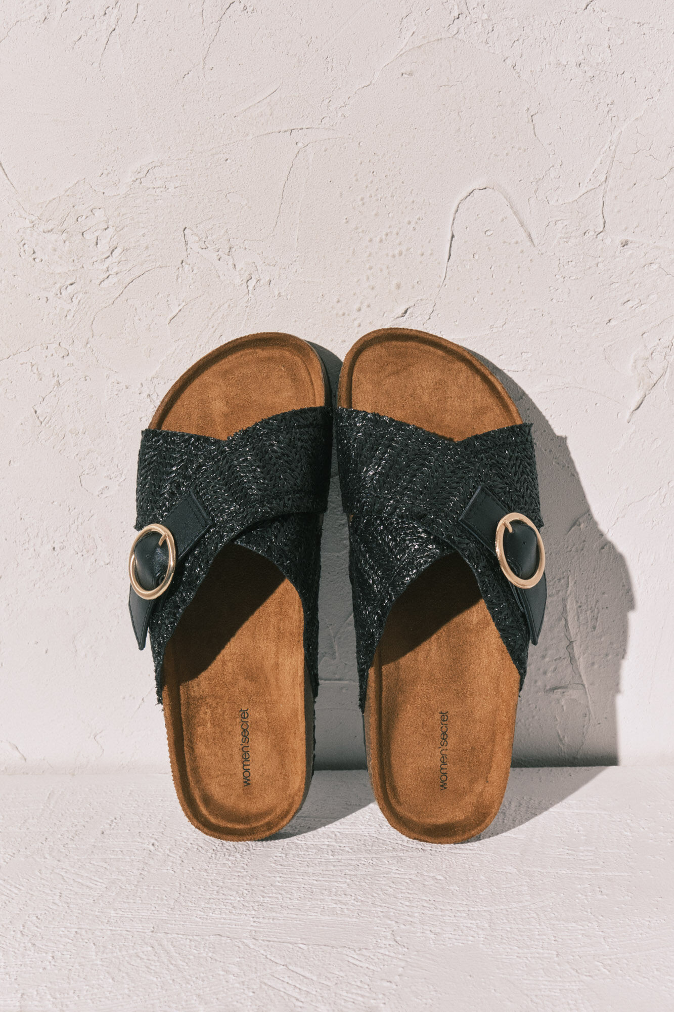 Women'secret Sandalias bio de tiras cruzadas negro