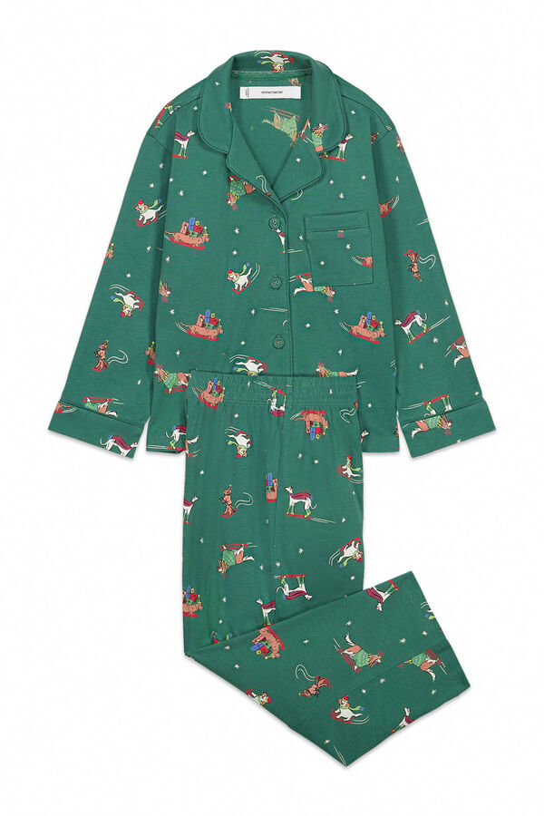 Women'secret Pijama infantil con perritos 100% algodón verde