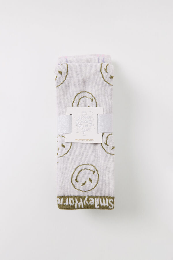 Womensecret Pack 3 calcetines medios algodón SmileyWorld gris