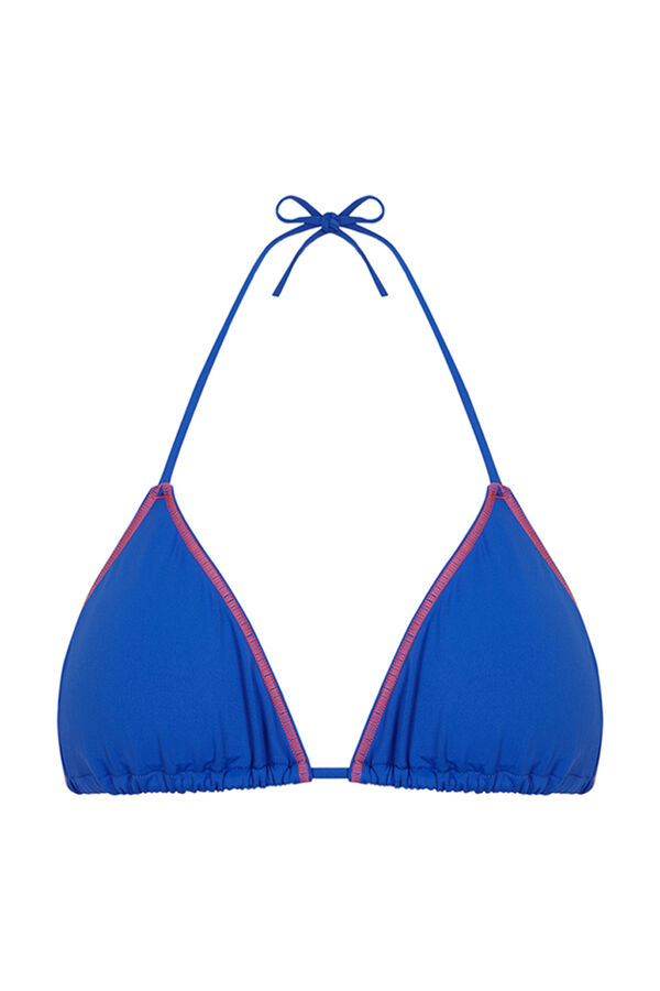 Womensecret Top de bikini triangular con cortina azul azul