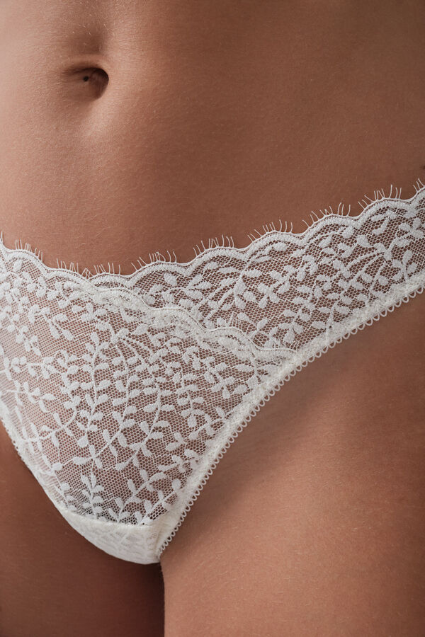 Women'secret Tanga encaje blanco blanco