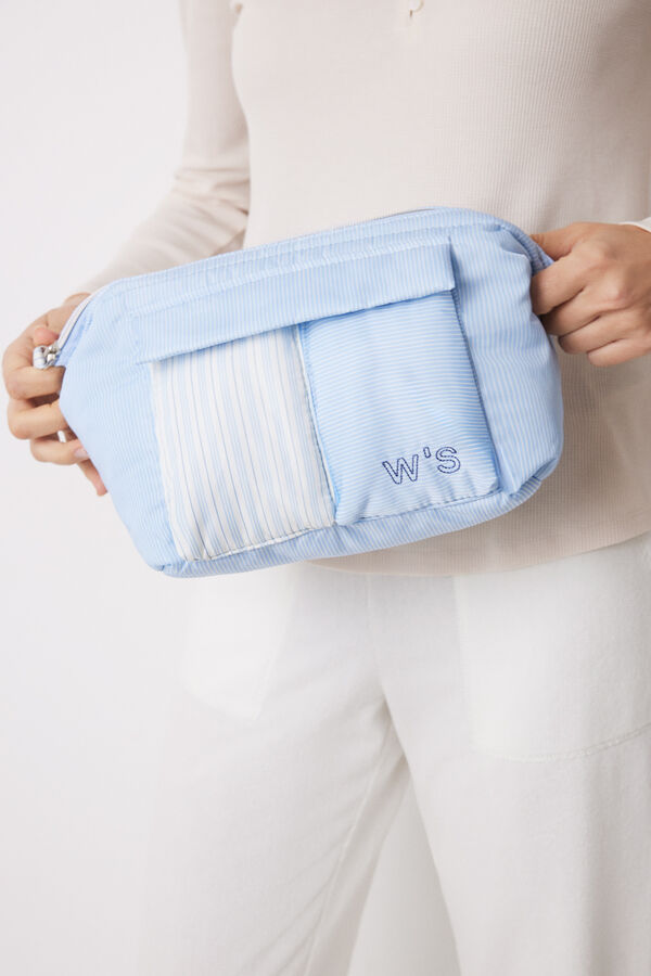 Womensecret Neceser grande nylon estampado rayas azul