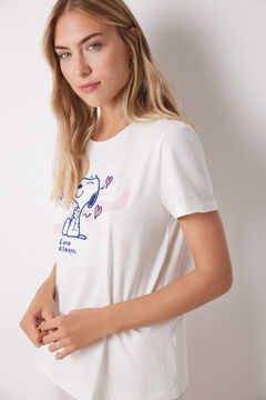 Womensecret Pijama capri 100% algodón blanco y rosa marfil