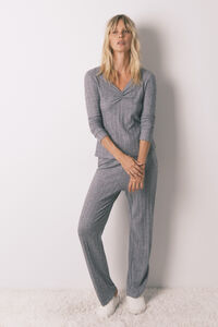 Women'secret Pijama larga de tejido tricot gris