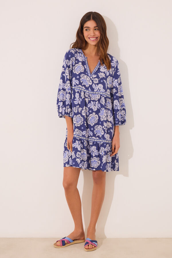 Womensecret Playera de dormir de viscosa con estampado azul estampado