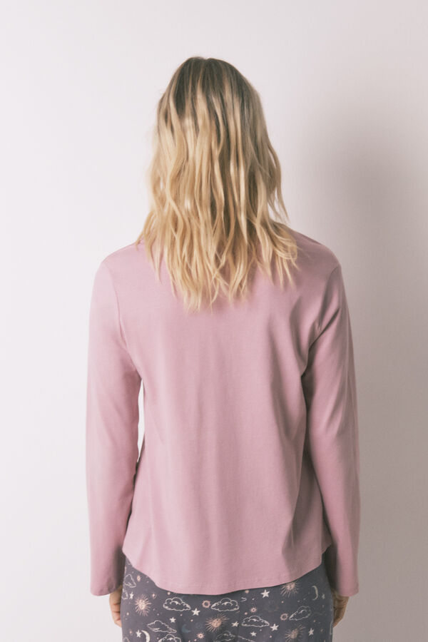 Women'secret Playera de manga larga rosa 100% algodón rosa