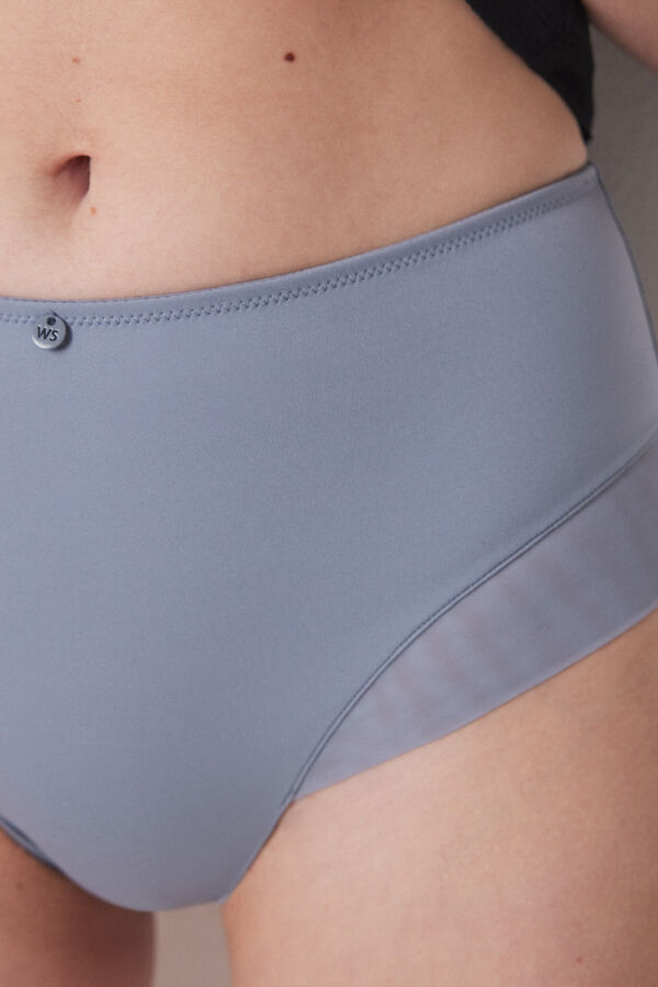 Womensecret Panty alto clásico microfibra azul gris