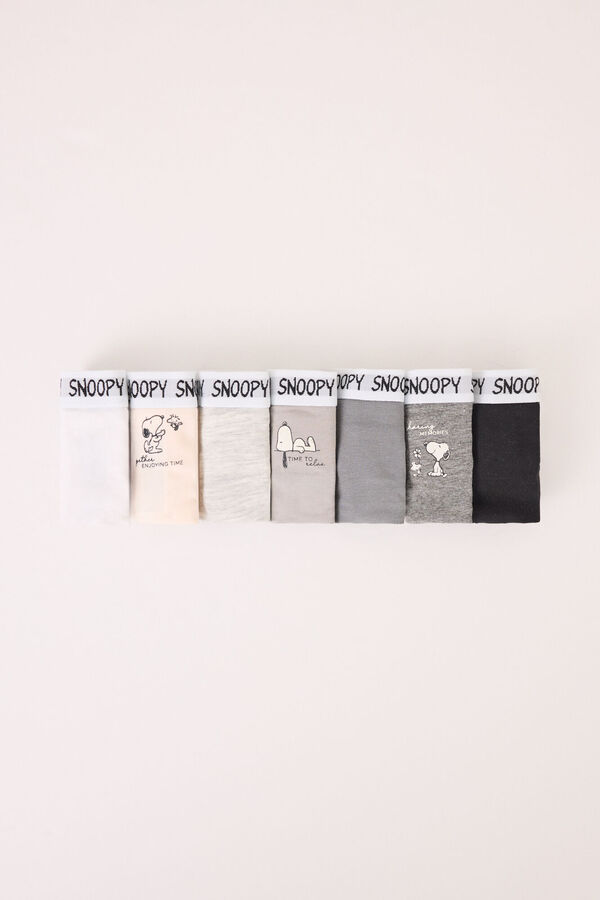 Womensecret Pack de 7 tangas de algodón multicolor de Snoopy estampado