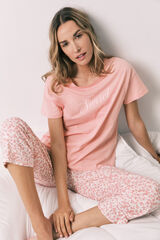 Women'secret Pijama capri de algod&oacute;n rosa miniflor rosa