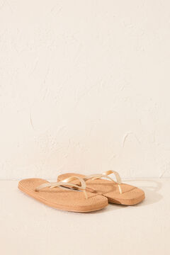 Womensecret Chanclas esparto punta cuadrada café