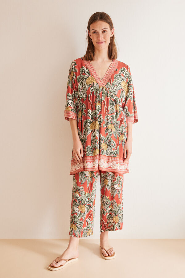 Womensecret Vestido viscosa estampado tropical estampado