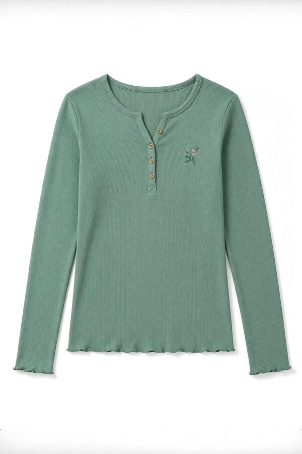 Women'secret Playera manga larga verde verde