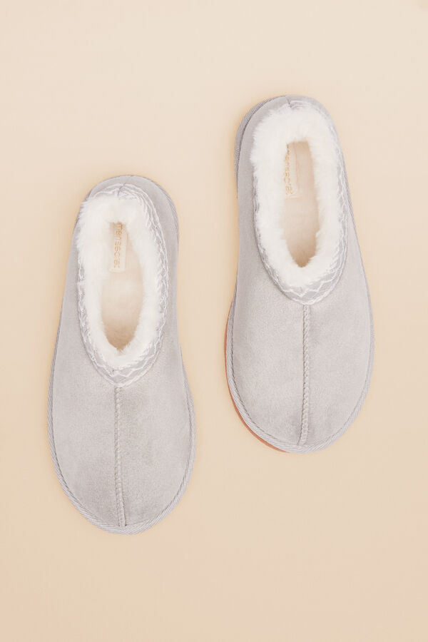 Womensecret Pantuflas casa bota gris gris