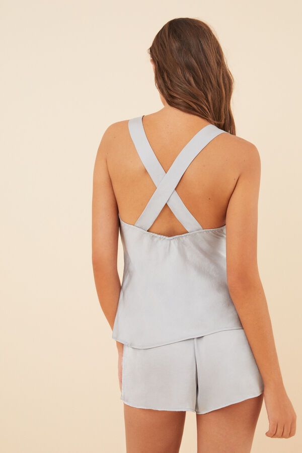 Womensecret Pijama corta satín plateado gris