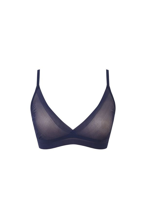 Women'secret Brasier top triangular de tul azul azul