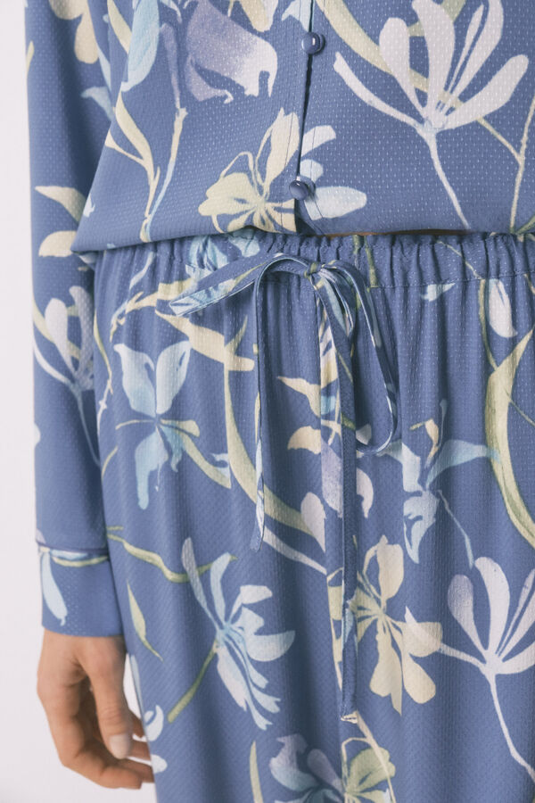 Women'secret Pijama camisera estampado flores azul