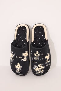 Womensecret Pantuflas para casa negras de Snoppy negro