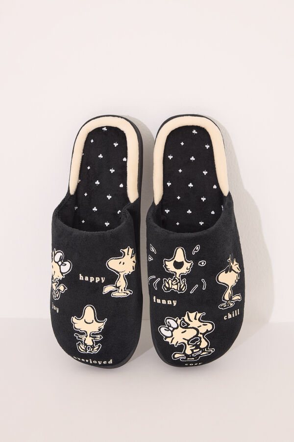 Womensecret Pantuflas para casa negras de Snoppy negro