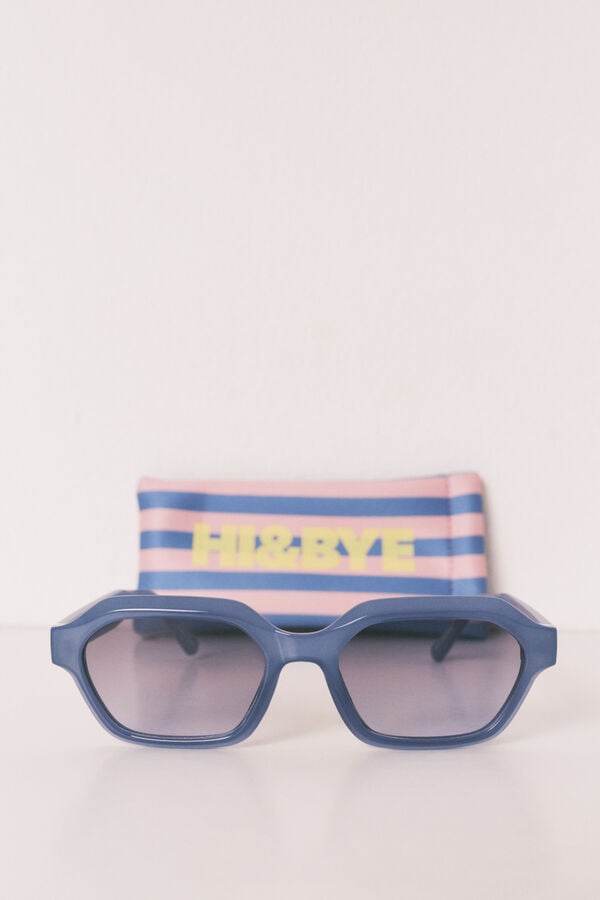 HI&BYE Lentes de sol azules con funda azul