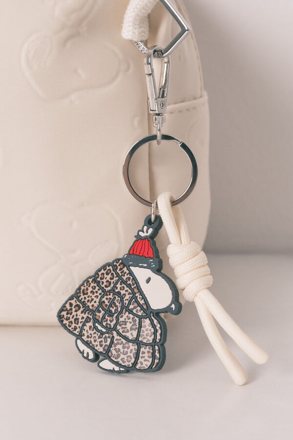 Women'secret Neceser grande de neopreno con estampado de Snoopy en color blanco marfil