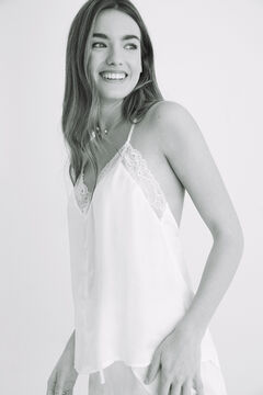 Womensecret Pijama corto botones satén blanco beige